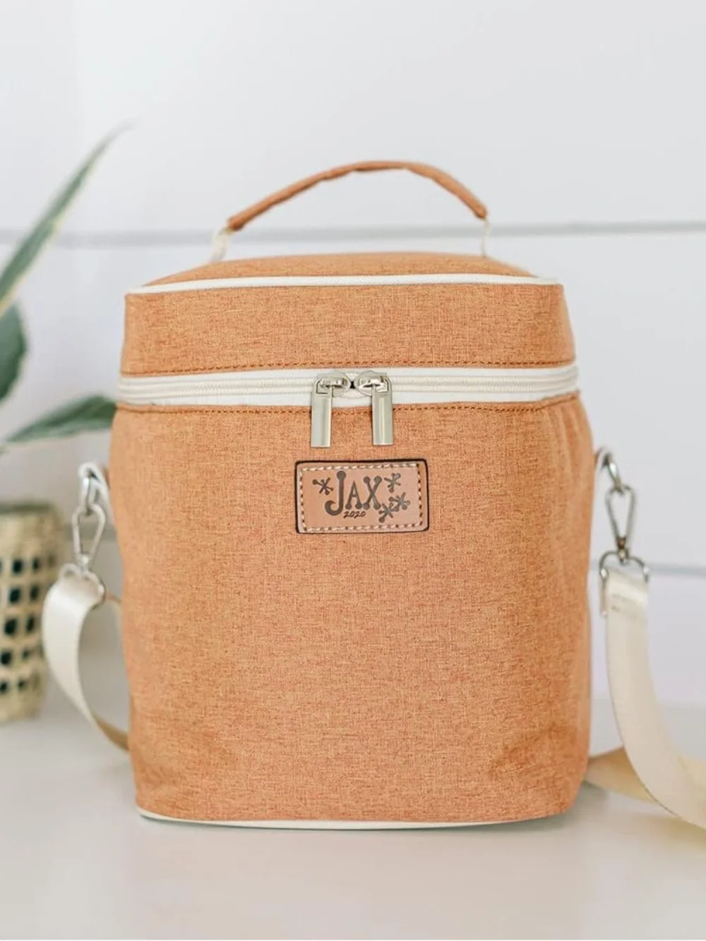 Jax Peach-Colored Insulated Baby Breast milk Cooler Bag with Top Handle